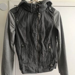 SOLD! Gray hooded zip up jacket size S